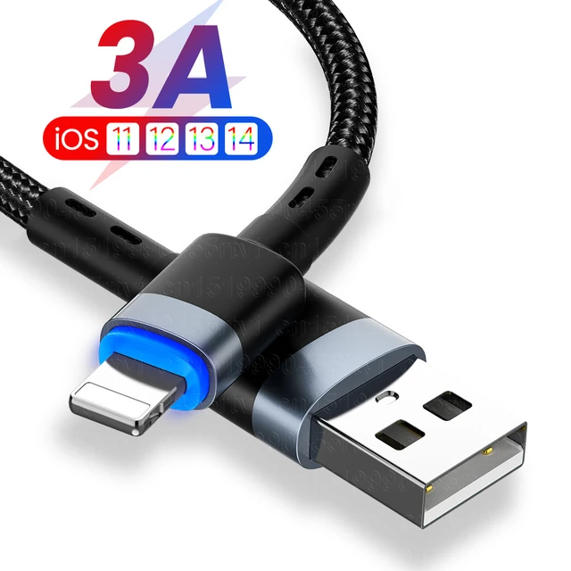 3A USB A To 8 Pin Charge Cable For iPhone Fast Charging USB Cable For iPhone