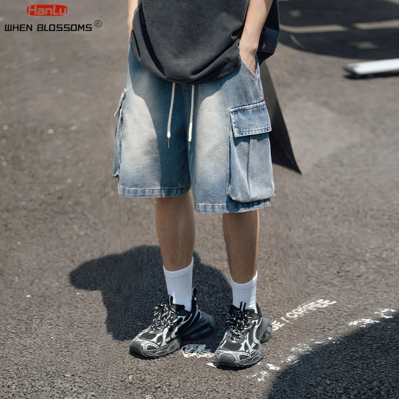 Men Jeans Denim Shorts Summer Jeans Shorts Men's Cargo Jean Shorts Knee Length