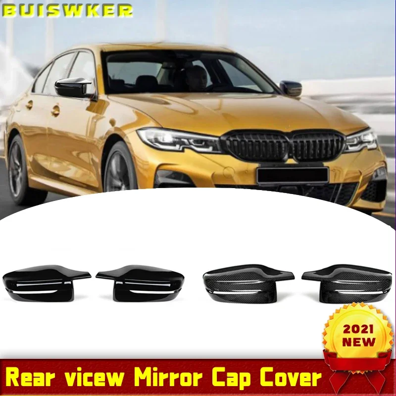 

For BMW 3 Series G20 G21 2019 2020 Black/Carbon Fiber Look Rearview Mirror Caps Car Door Wing Mirror Cover Replacement