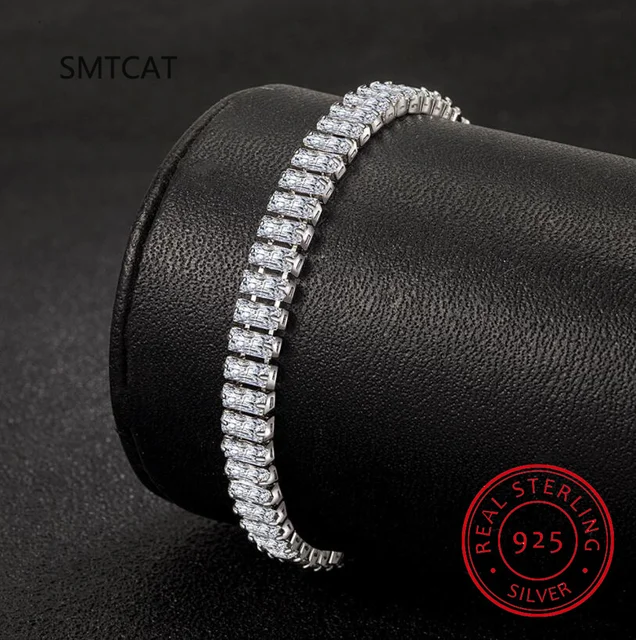 モアサナイト ブレスレット エメラルドカット32ct S925 K18