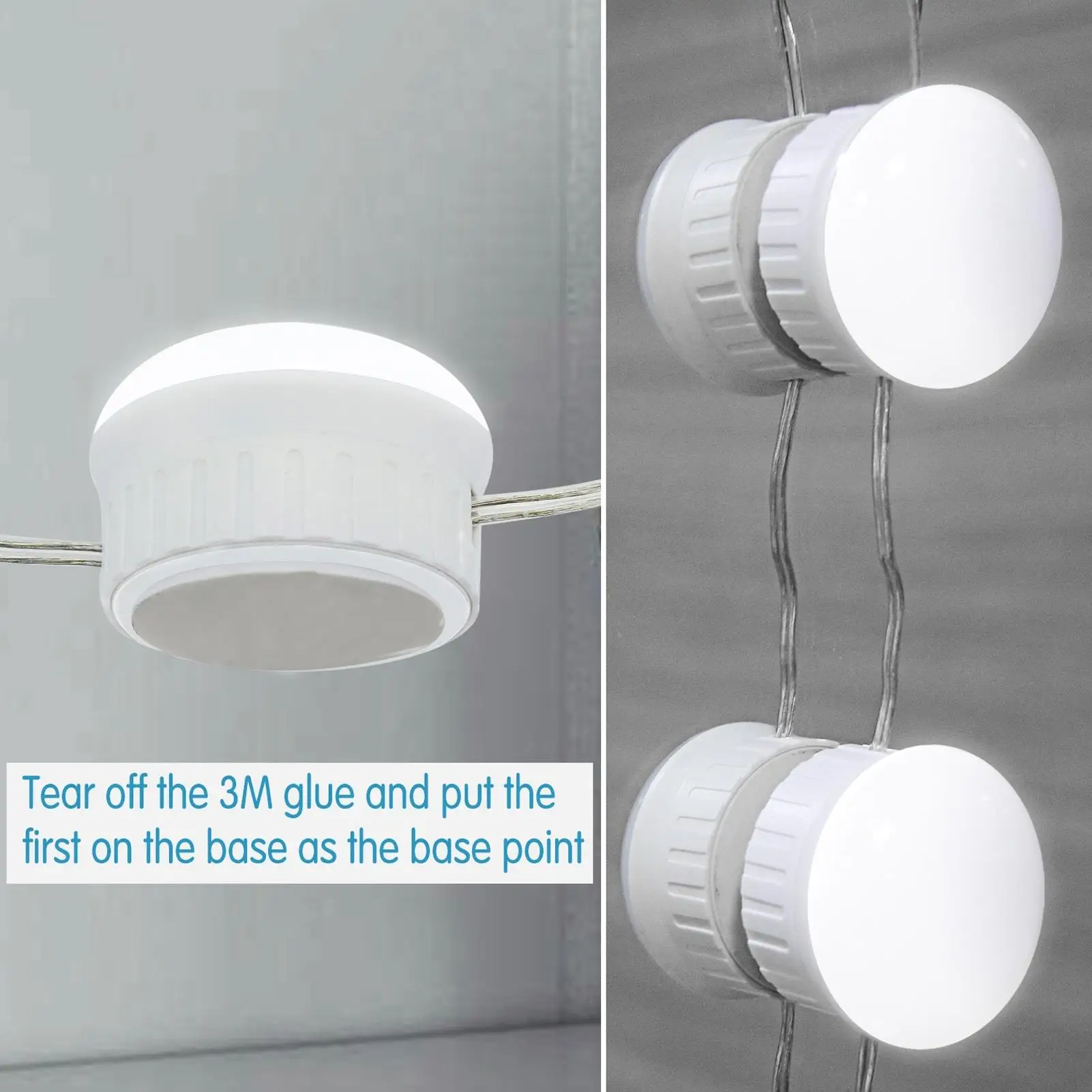 5-Level Brightness Mirror Light with Switch & 10 White Bulbs-Retractable Cable Makeup Lamp