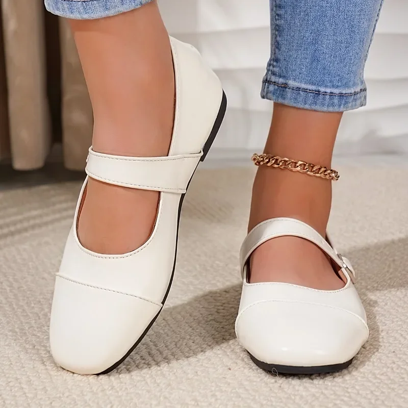 New Spring Fashion Solid Color Women's Mary Jane Shoes 2026 Luxury Round Toe Buckle Loafers Comfortable Office Womens Flat Shoes