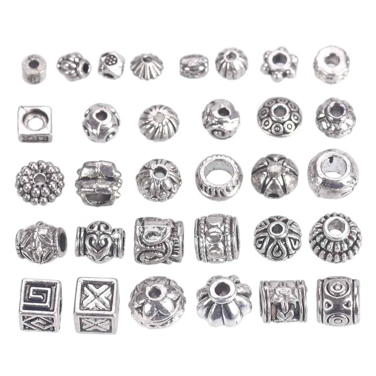 Spacer Beads 50pcs Tibetan Silver Color Metal Alloy Loose for Earring Necklace Bracelet Jewelry Making Findings DIY Crafts