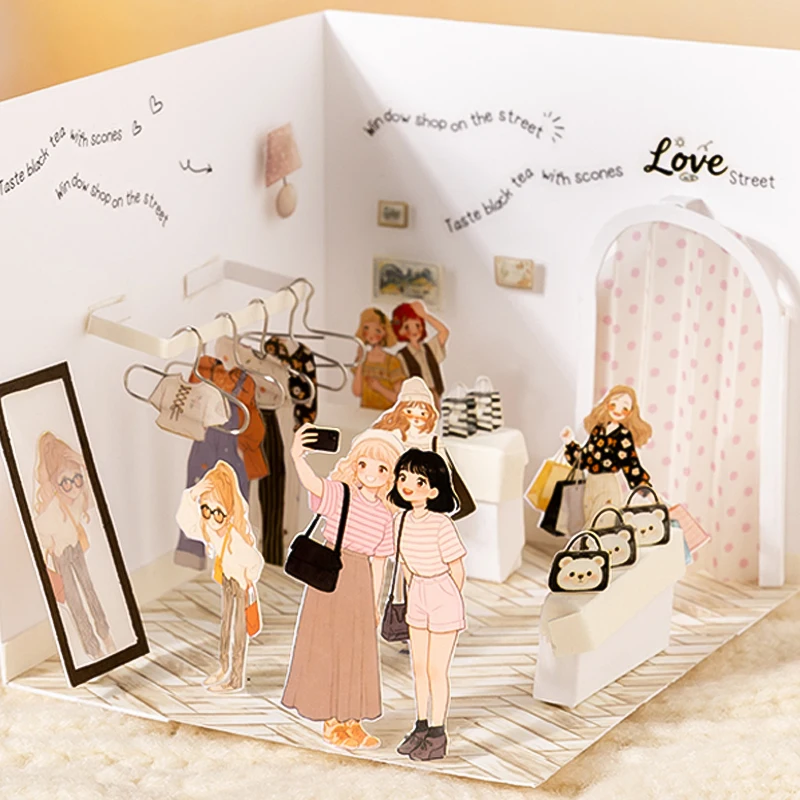 6롤 소녀 캐릭터 와시 테이프, 저널, 선물 포장 및 다양한 장면 제작을 위한 부드럽고 치유적인 장 테이프