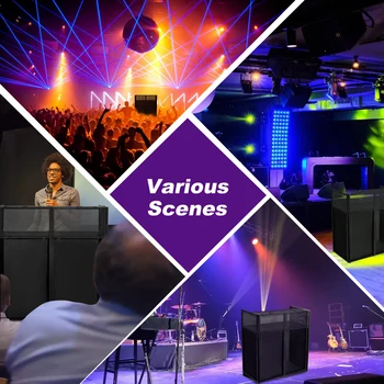 Portable DJ Booth 40x20x45 in, Foldable DJ Table Stand with Black/White Scrims, Heavy-Duty Metal Frame for Events and Clubs 6