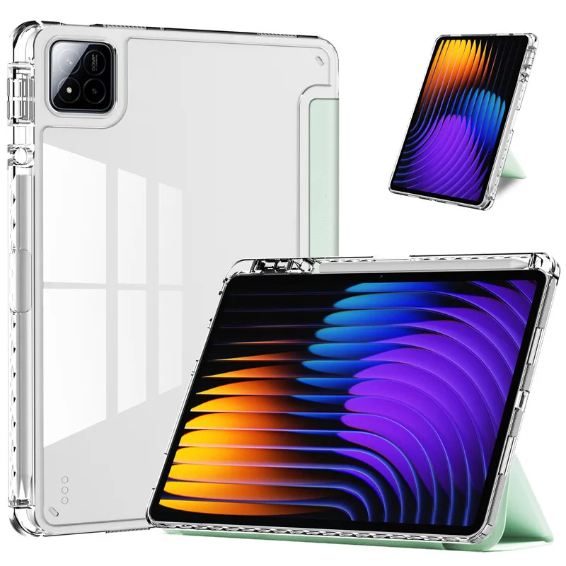 Clear Hard Acrylic Tablet Case with Pencil Holder and Stand Feature