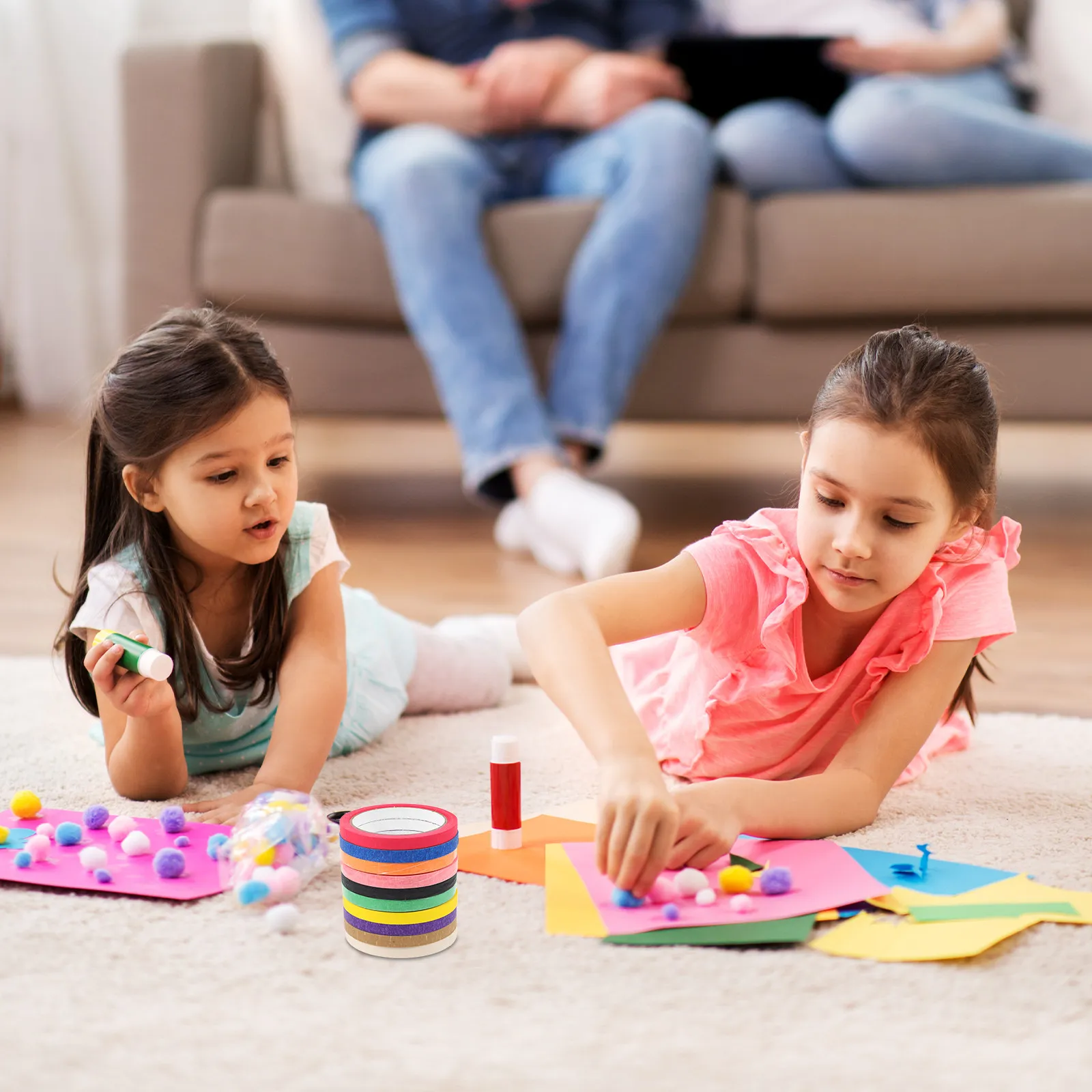 마스킹 테이프 10롤 밝은 색상 휴대용 경량 페인팅 자동차 장식 스크랩북킹 벽 예술 프로젝트 화가 테이프