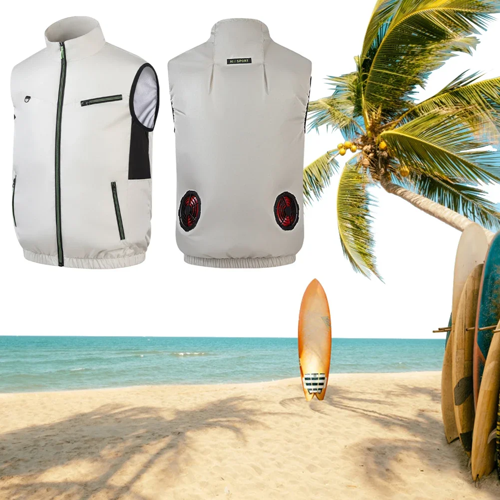 Cooling Vest Air Conditioner Clothes Breathable Sleeveless Workwear 3 Gear Wearable Cooling Fan Vest for Hot Weather Work