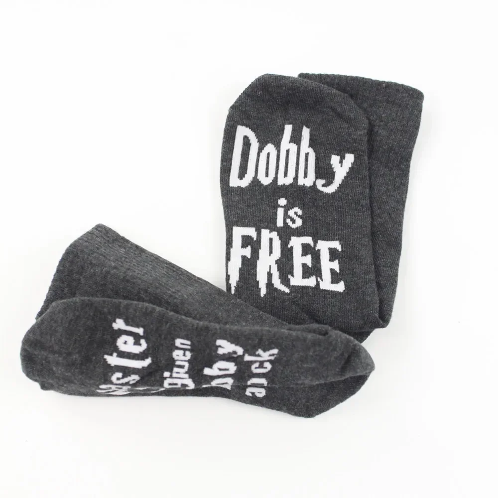 Unisex Women Men Socks Comfortable Master Has Given Dobby A Sock Dobby Is Free Casual Letter Socks 8color Autumn Halloween 1pair