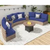Furniture Sets, 3 Piece Half-Moon Sectional Round Sofa Set, Outdoor Patio Furniture with Cushions for Beach, Pool, Balcony 1