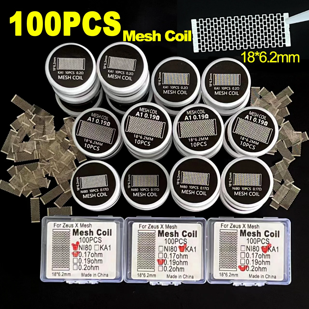 100Pcs Mesh Coil Ka1/Ni80 18X6.2Mm Per Zx Ii Zeus/Kylin M/Dead Rabbit M/Profile Unity Mesh Base Deck Build Coil All'Ingrosso