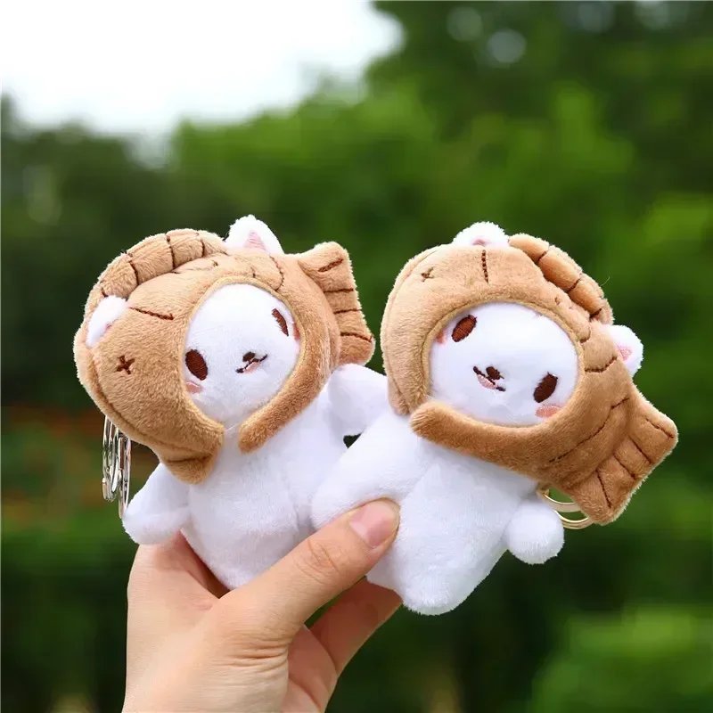 귀여운 모피 공 키 체인 고양이 부드러운 응원 동물 꼬리 머리 공 자동차 키 체인 도미 물고기 봉제 머리 모자 키 체인 엄마 선물 Llaveros
