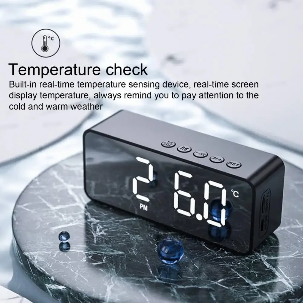 G50 wireless Bluetooth speaker rearview mirror alarm clock portable home card insertion alarm clock sound system with FM card