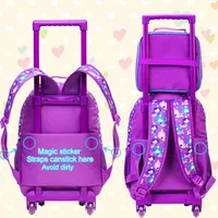 3PCS Rolling Backpack for Girls Kids Roller Wheels Bookbag with Lunch Bag Pink Fishtail Glow-in-the-dark Function 5