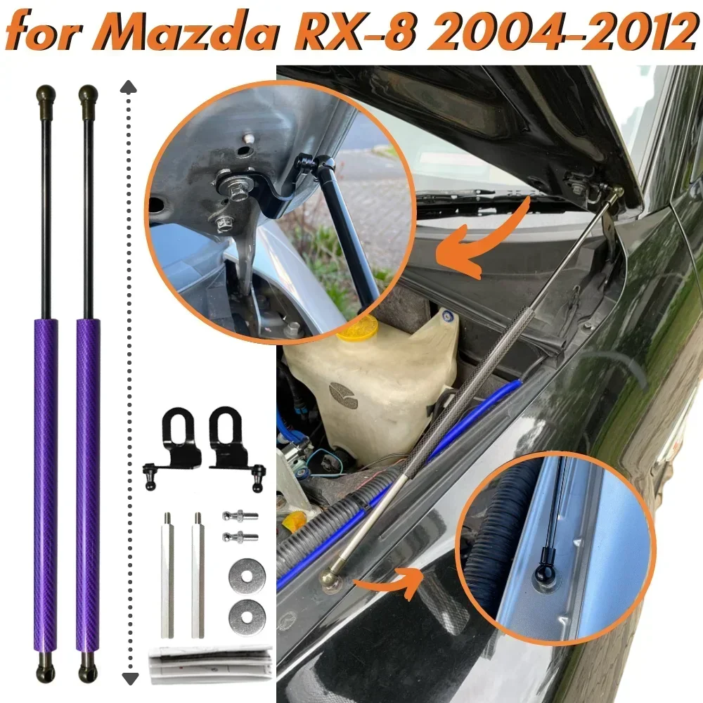 

Qty(2) Hood Struts for Mazda RX-8 (SE3P) 2003-2012 Front Bonnet Modify Gas Springs Shock Absorbers Lift Supports Arm Bar Dampers