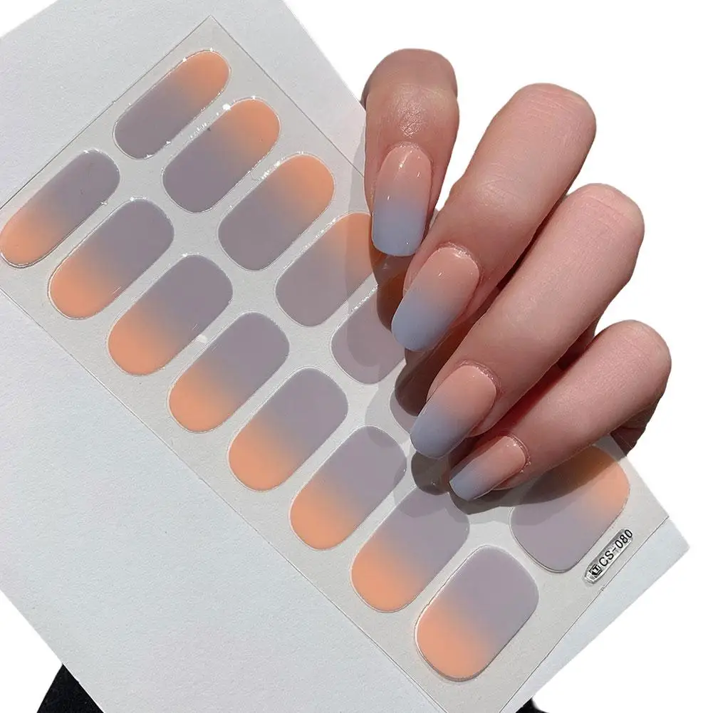 Semi-cured Gel Nail Stickers Solid Color 16 Colors