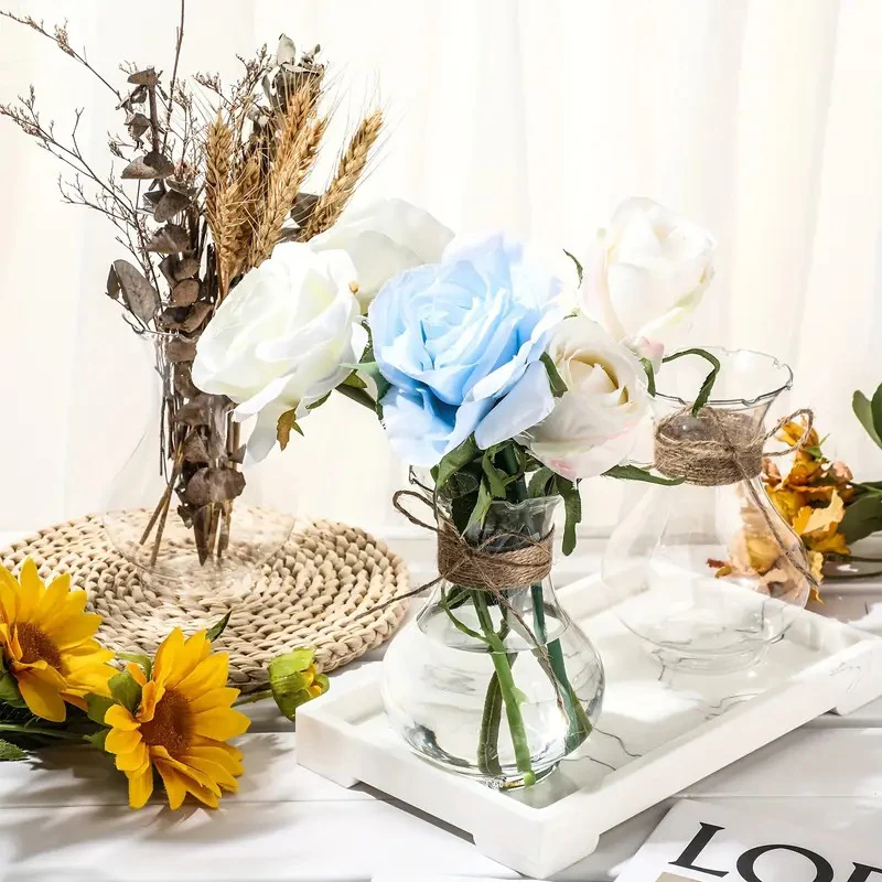 12PCS Transparent Plastic Vases Cute Tiny Flower Bulb Plant Containers Mini Hydroponic Plant Flowerpot Rustic Wedding Home Decor 5