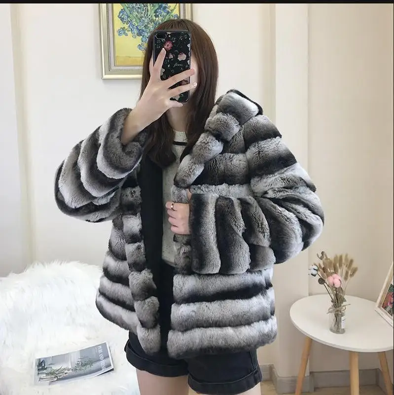 

2024 европейские меховые пальто из натурального шиншилки соболиного цвета Рекс зимние куртки женские зимние меховые пальто