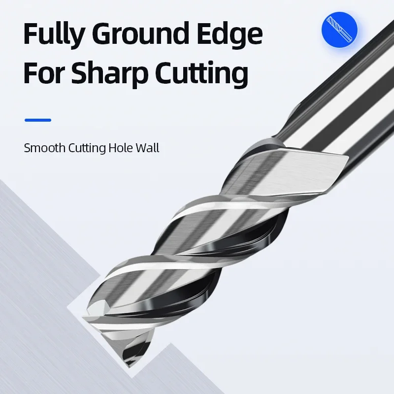 Tungsten Steel Thread Milling Cutter Aluminium Copper Machining Carbide Flat End Mills HRC55 3 Flutes Tungsten Steel 4 5 6 8 10mm