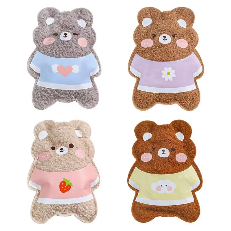 Mini Hot Water Bag Cute Cartoon Bear Hot Water Bottle Portable Hand Warmer Girls Pocket Hand Feet Hot Water Bags Xmas Gift