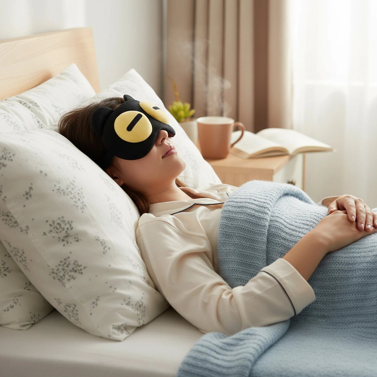Plush Memory Foam Light-Blocking Eye Mask – Adorable Design for Relaxation and Comfort