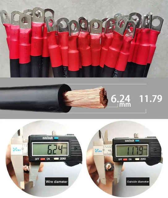 Câble Cuivre 300cm Câble De Batterie EXODA 300cm - 35 Mm² Cuivre - Cosses Œillets M6 - Rouge Ou Noir Câble Batterie Cuivre