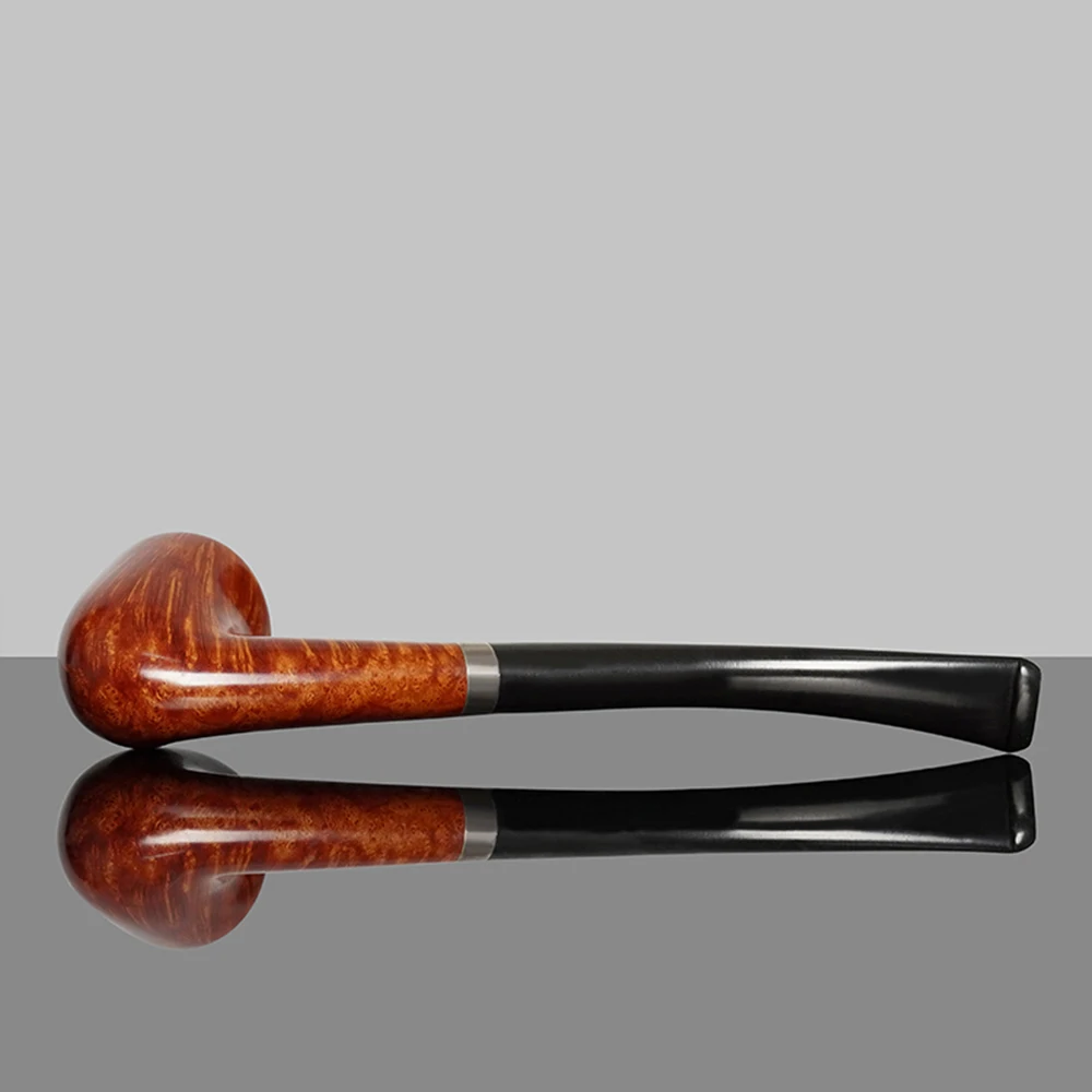 헤더 우드 담배 파이프, 가황 처리된 고무 곡선형 손잡이, 길이 145mm, 아버지의 날 선물, 3mm 파이프 채널, 작은 나무 브라이어 파이프