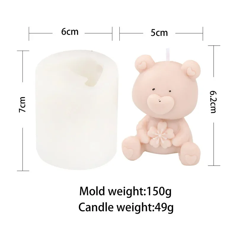 Teddy Bear Silicon Candle Mold  3d Silicone Mold Candle Bear - Diy Cute Bear  Candle - Aliexpress