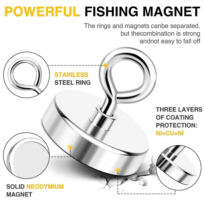 Super Strong Neodymium Fishing Magnets Hooks Salvage Magnets Neodymium Magnet Searcher Powerful Neodymium Magnet for Fishing