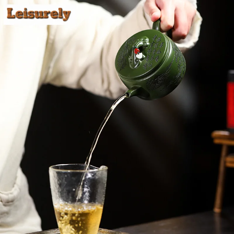 240ml Yixing Purple Clay Teapot Handmade Tea Pot Beauty Tea Infuser Kettle Chinese Authentic Raw Ore Green Mud Zisha Teaset Gift