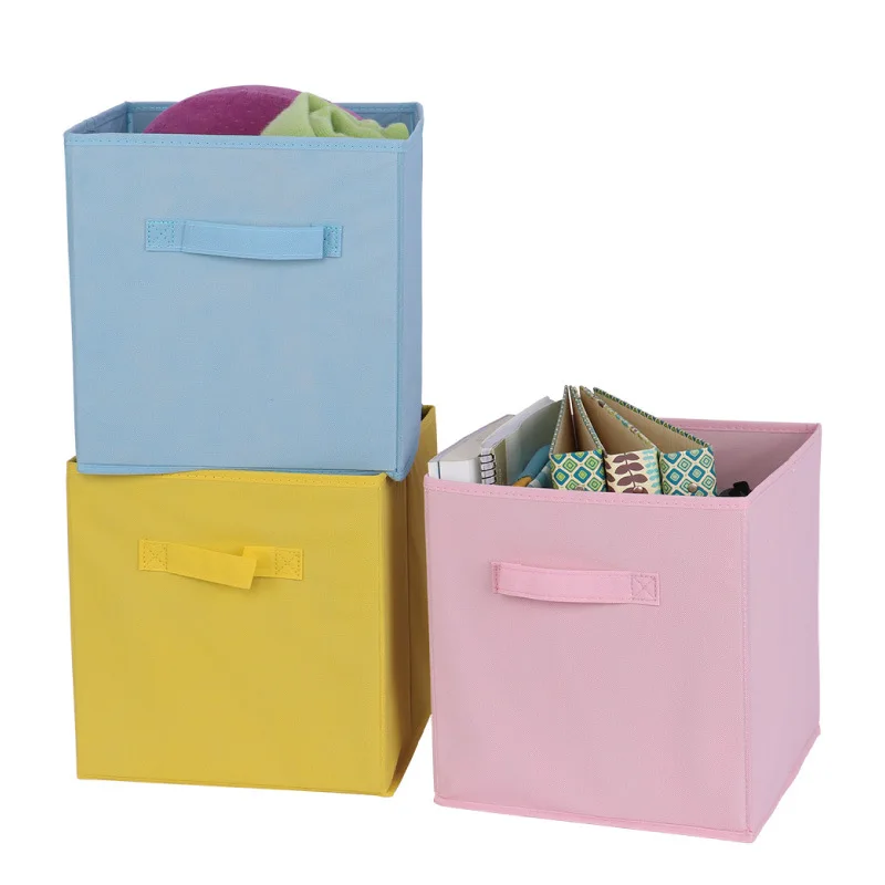 Cube Folding Fabric Storage Basket Closet Organizador Clothes Storage Boxes Home Office Shelf Organizers For Kids Toys Organizer 2