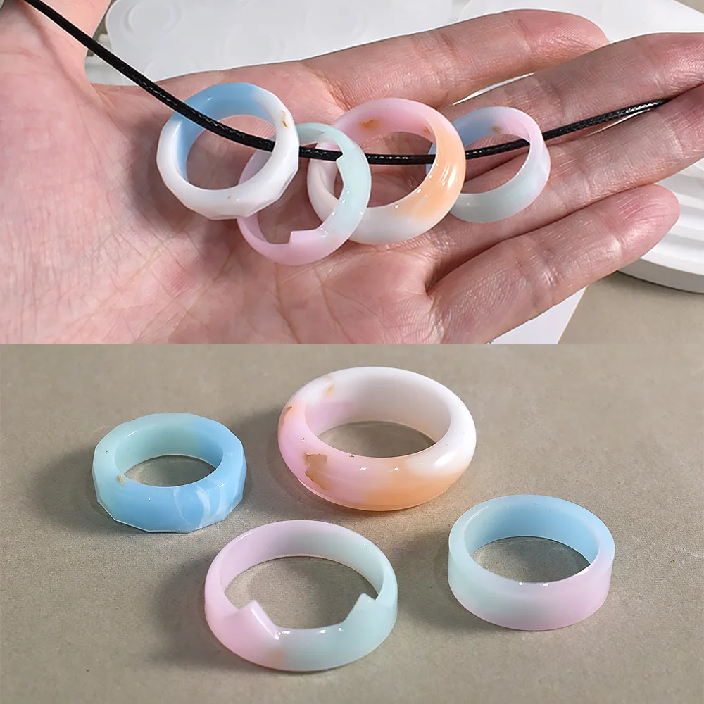 8Pcs Assorted Sizes Ring Silicone Mold For Resin Jewelry Resin Casting Mold  US Size 5-12 Flat Rings Mold DIY Making Ring Jewelry