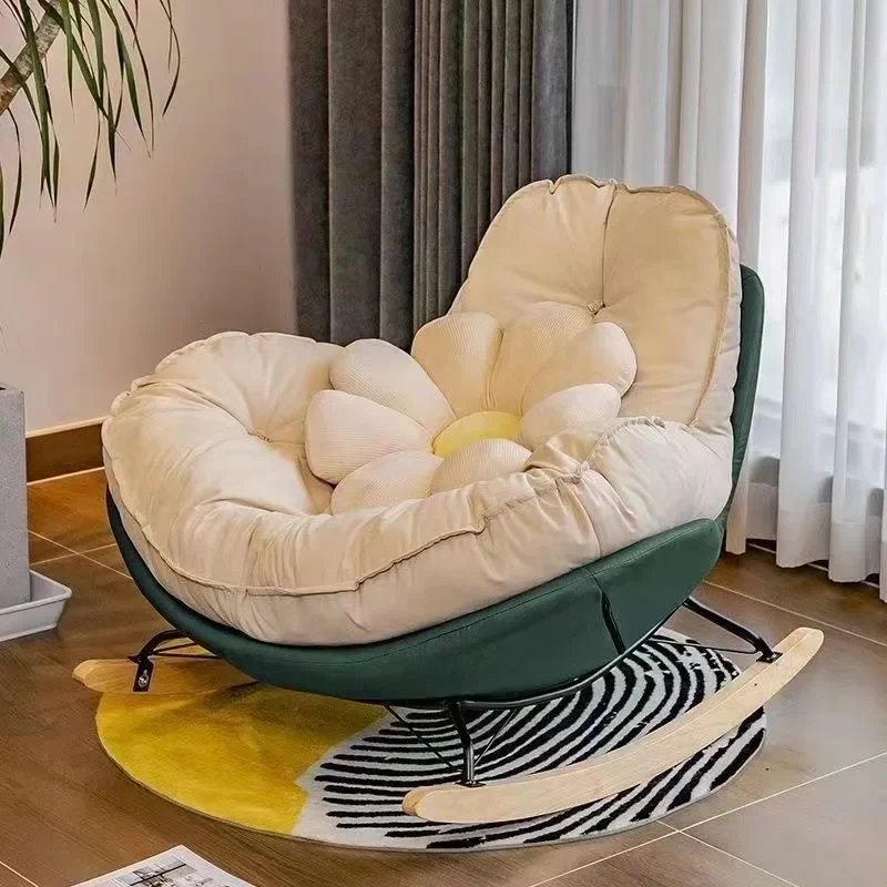 Nordic Style Single Rocking Chair Lazy Sofa Balcony Living Room Bedroom Leisure Sleeping Luxury Eggshell Penguin Chair