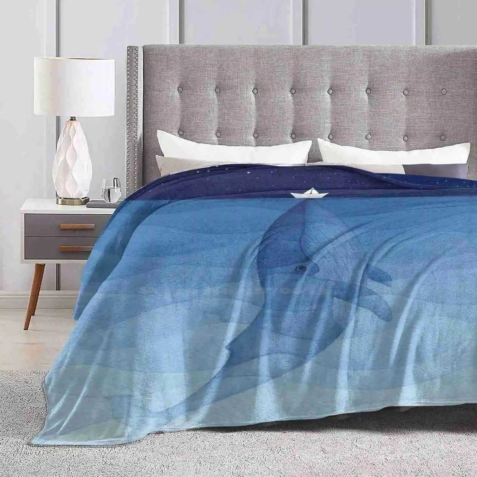 Balena Blu, Animale Marino Design Creativo Confortevole Coperta Di Flanella Calda Oceano Marino Acquerello Subacqueo Mare Creatura Mare