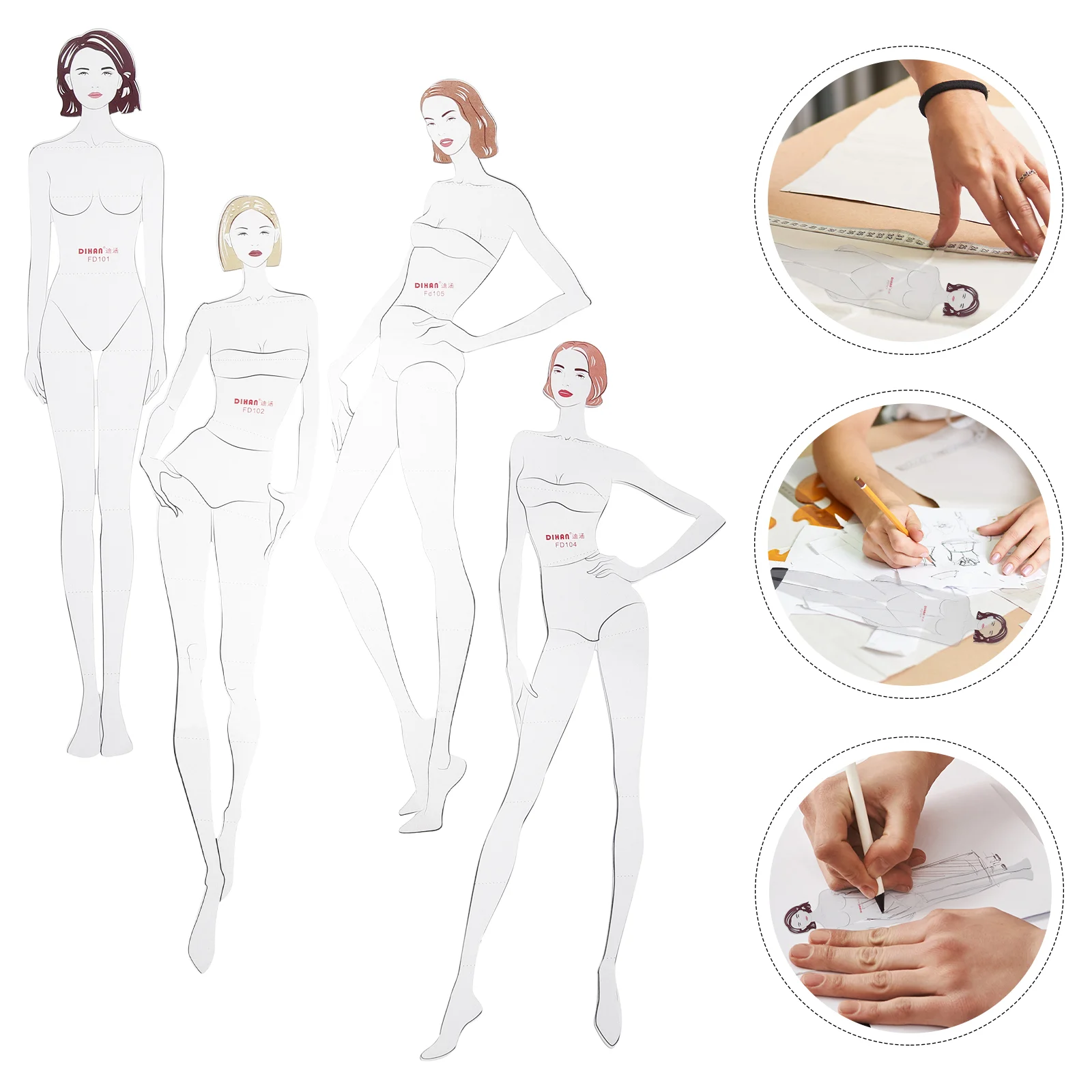 

4pcs Women Curve Template Ruler Set Drawing Human Prototype Ruler Template