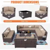 Patio Furniture Set Sectional Sofa Sets Brown PE Rattan Patio Conversation Set w/12 Khaki Seat, Garden Sofas 3