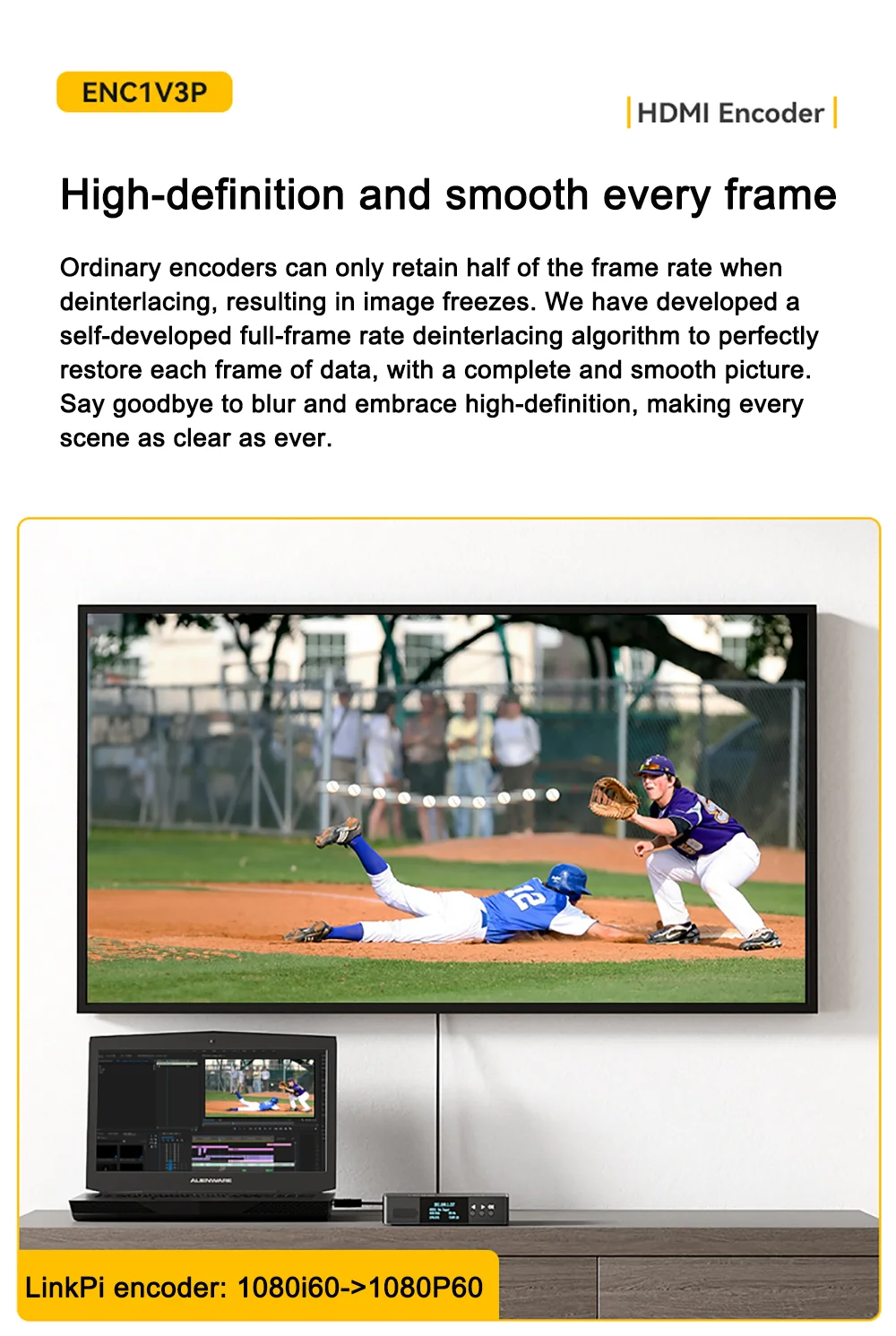Link Pi ENC1V3P Video Codec 4K30 HDMI Encoding NDI Decoding Built-in Tally Suppo