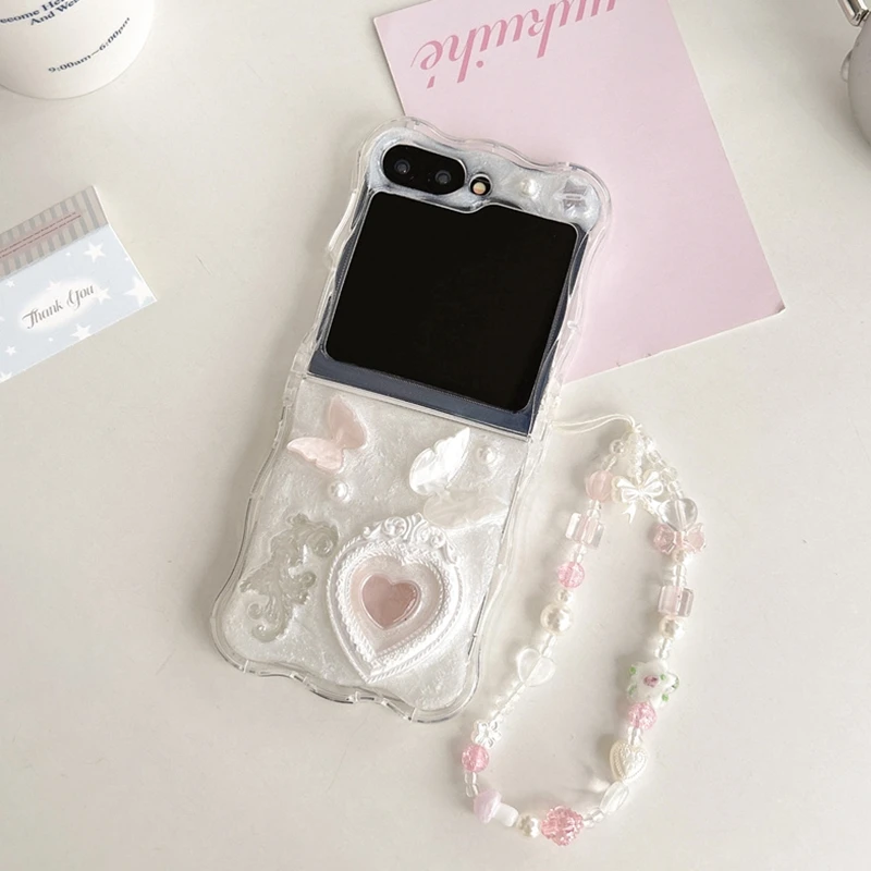 Glitter Heart Pearl Bracelet Wrist Chain Soft Cover with Butterfly and Star Design