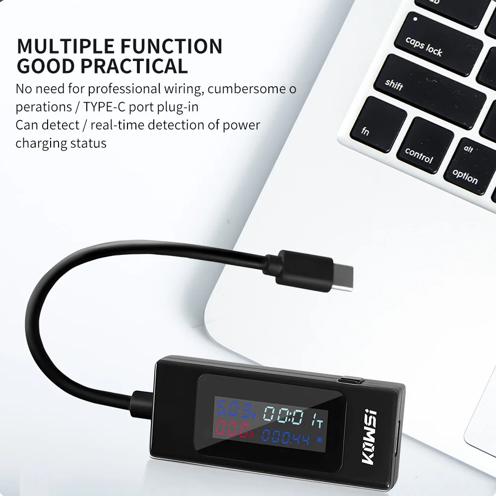 Type-C 테스터 전압 전류 측정기 KWS-065C KWS-066C 배터리 용량 모니터 HD 컬러 스크린 0-6.5A 휴대폰 용 전력계