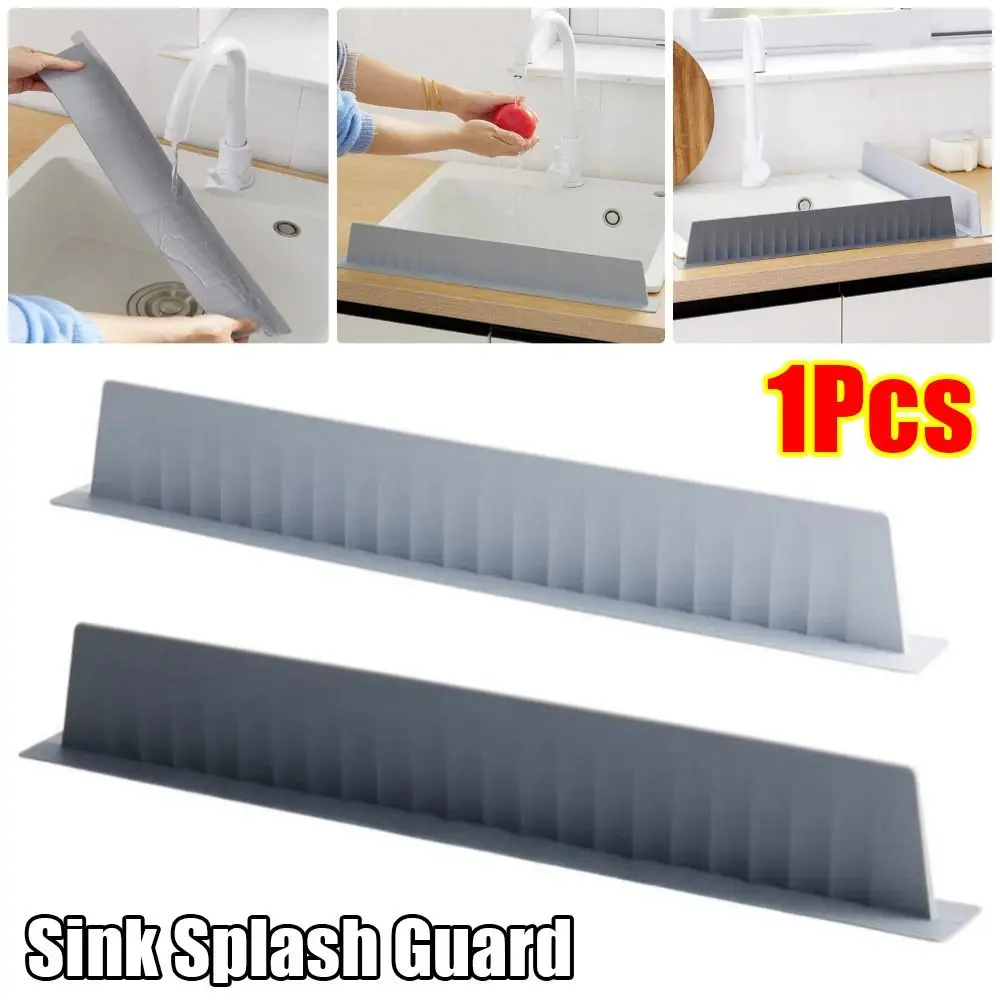 Durable Silicone Sink Splash Guard Heightenin with Suction Cup Kitchen Countertop Bar Reusable Soft Sink Guard Baffle Plate 1Pcs sink splash guard