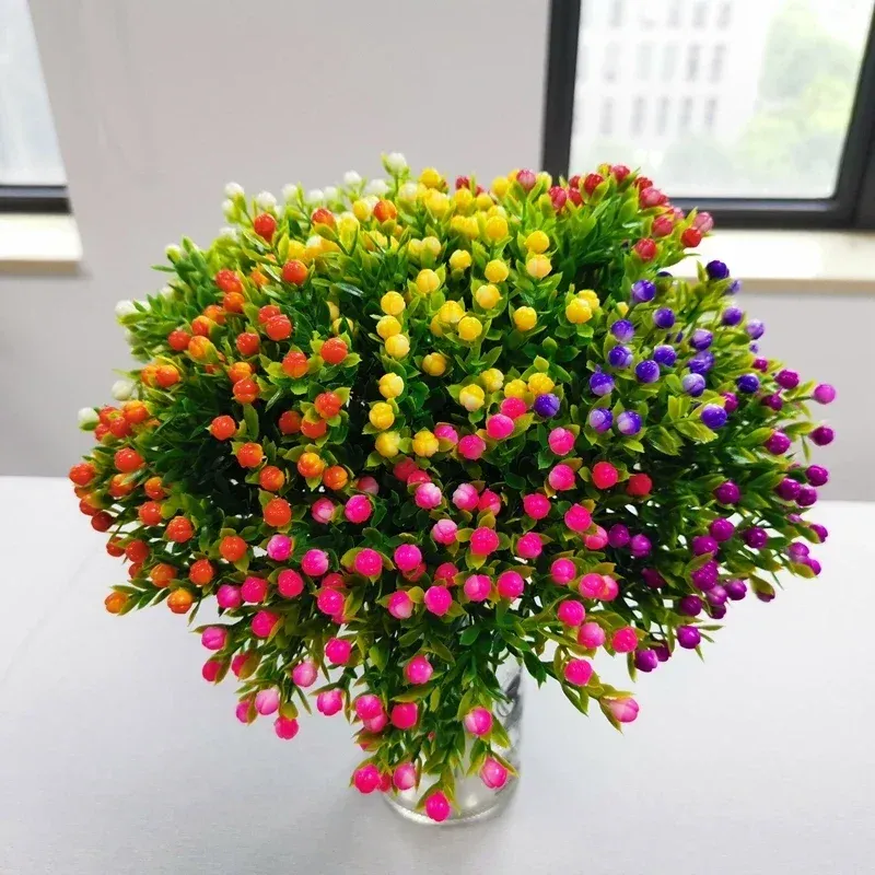 Artificial Flower Milan Grass Fake Green Plants Pot Room Home Decorations Wedding Bridal Bouquet