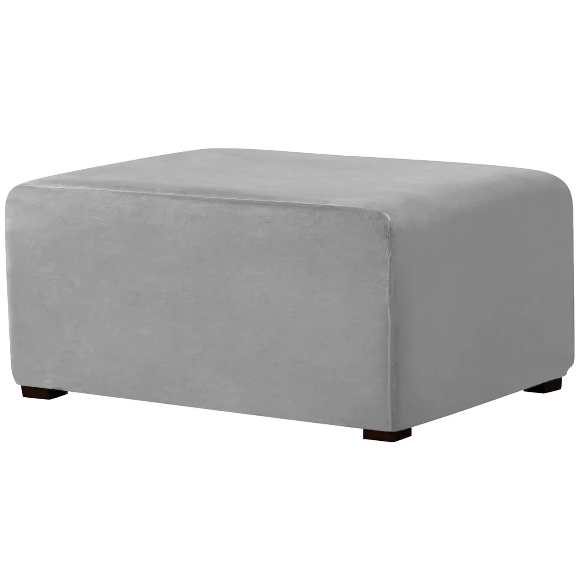 Luxurious Velvet Stretch Rectangle Ottoman Slipcover - Washable and Removable Footstool Protector