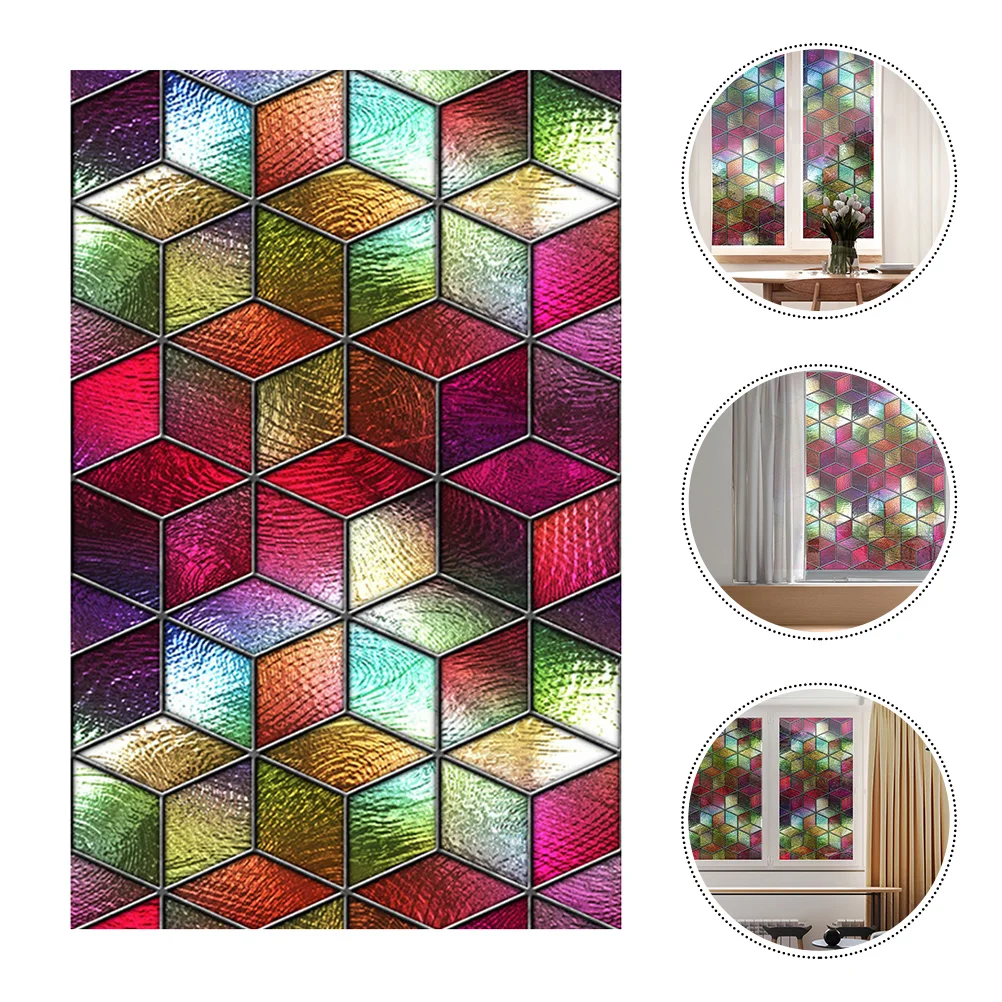 

Besportble Window Tint Stained Glass Window Film Static Cling Privacy Film Decorative Bathroom Shower Door Home Privacy Film