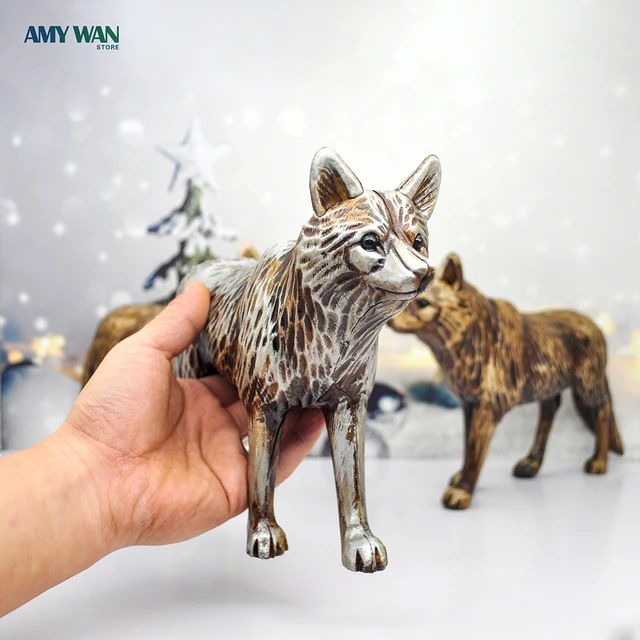 3 Színes Retro Farkas Szoborművész Otthoni Dekoráció Szoba- És Könyvespolc Szekrény Szobor Kerti Állati Díszek Kézműves Játékok - Image 5
