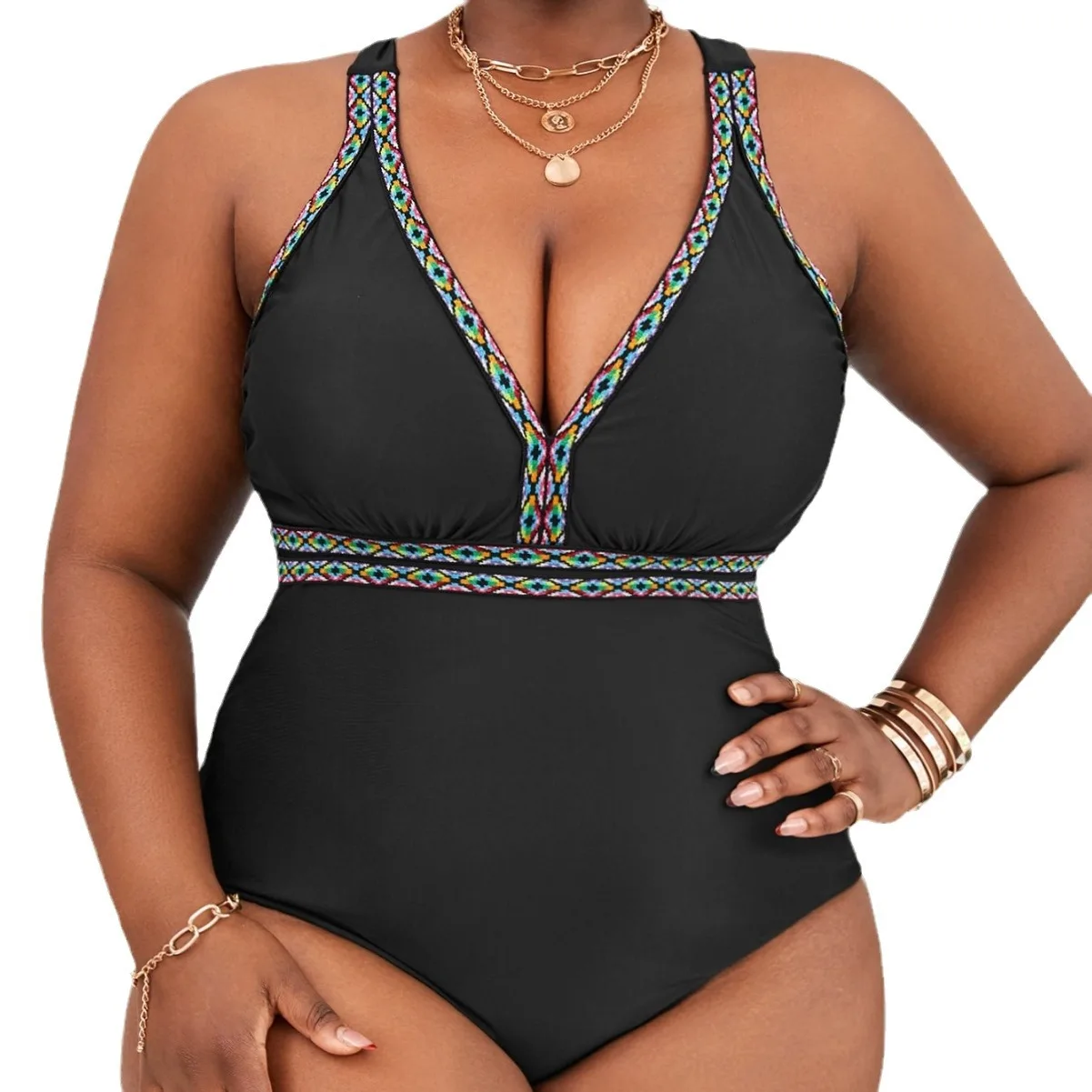 Plus Size Swimwear Women One-Piece Sexy Bikini Black Big Size Woman Swimsuit Push Up Bath Suits Beach Wear Hollow Monokini