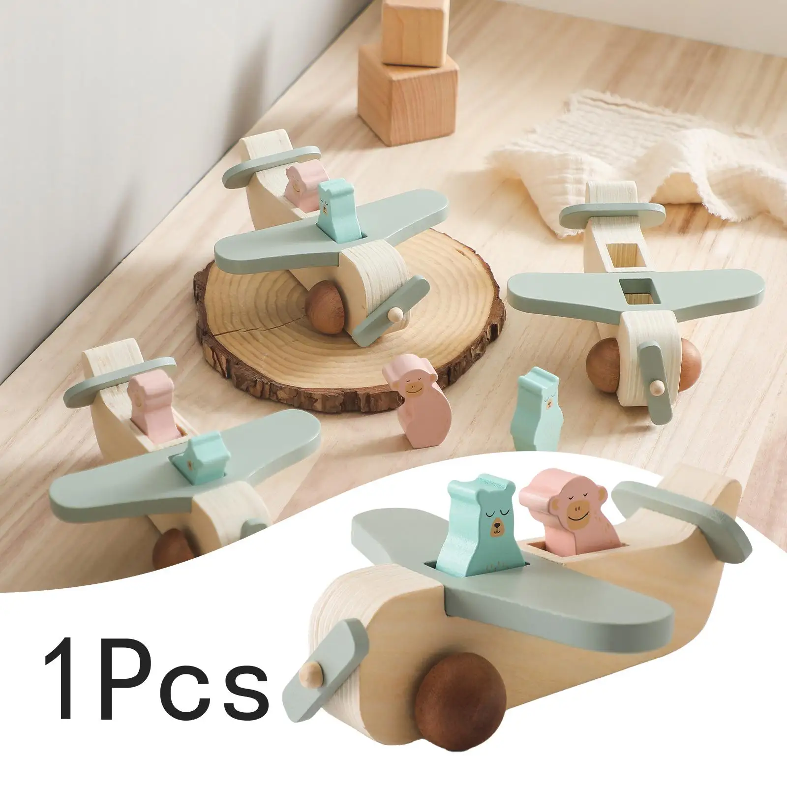 

Wooden Plane Toy Detachable Grasping Games Kids Gift Lightweight Small Aircraft Baby Grasping Toy Montessori Toys for Boys Girls