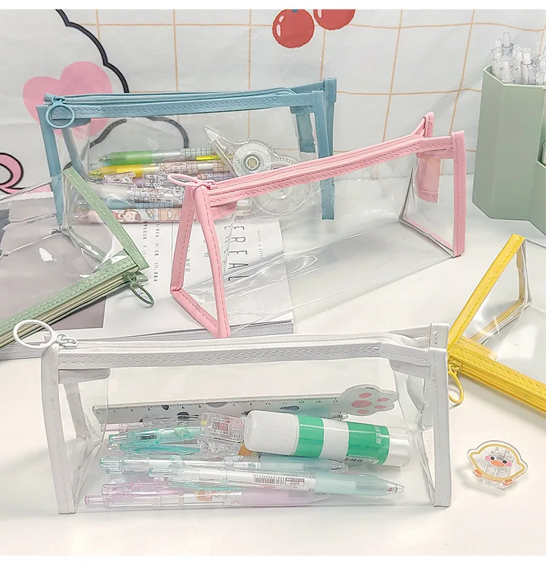 

CHEN LIN Simple Transparent Large Capacity PVC Waterproof Pencil Bag Student Cute Pencil Case School Office Supplies Stationery