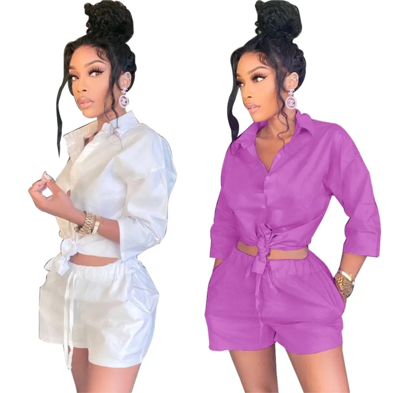 

Женская пляжная одежда 2023, Женский Пляжный наряд, пляжные выходные однотонные шорты, комплект из двух предметов, комбинезон из полиэстера