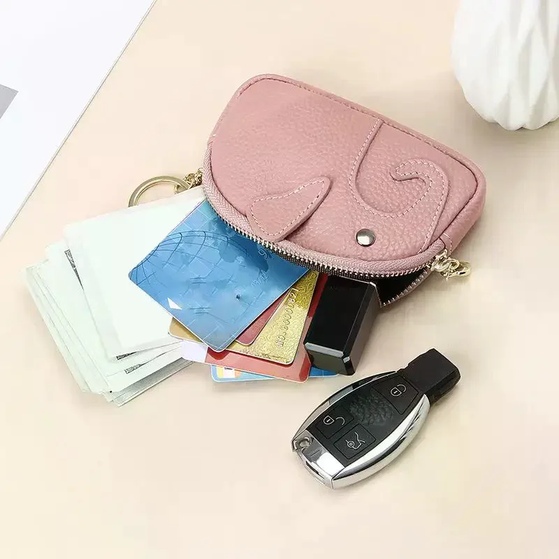Portamonete in Pelle PU a Forma di Elefantino, Ciondolo per Borsa da Donna, Porta Carte Creativo, Porta Rossetto, Bustina con Cerniera per Contanti - immagine 6