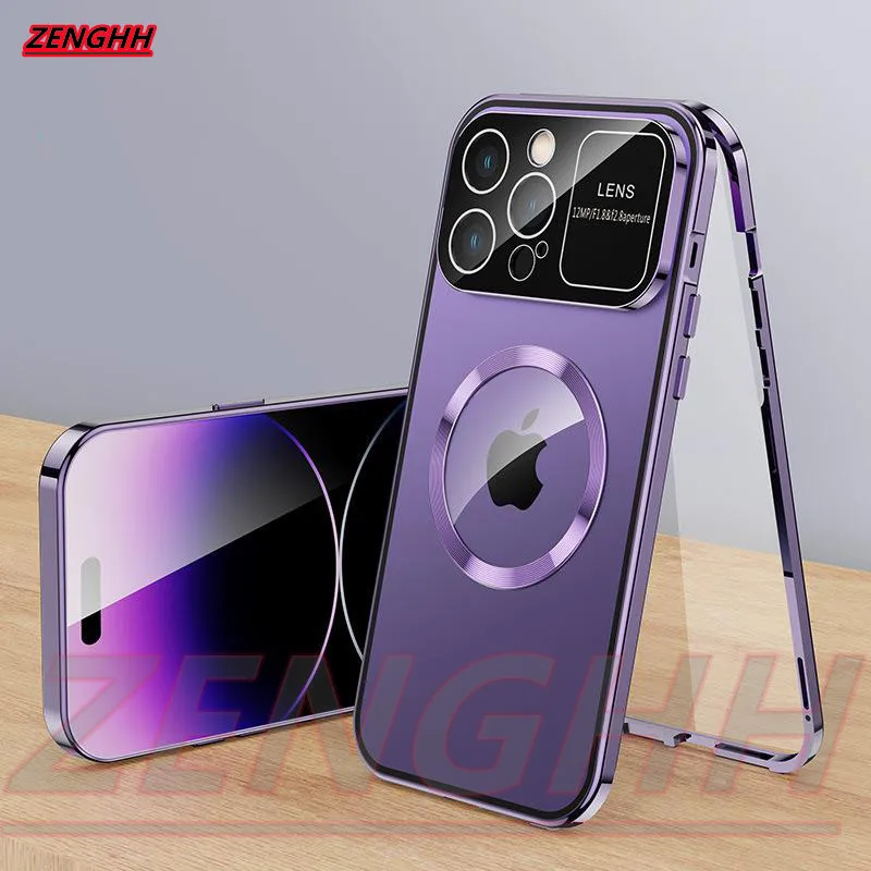 

Suitable for IPhone 14 13 12 Pro Max Camera HD Glass Metal Aluminum Alloy Suitable for Magsafe Wireless Charging Phone Case